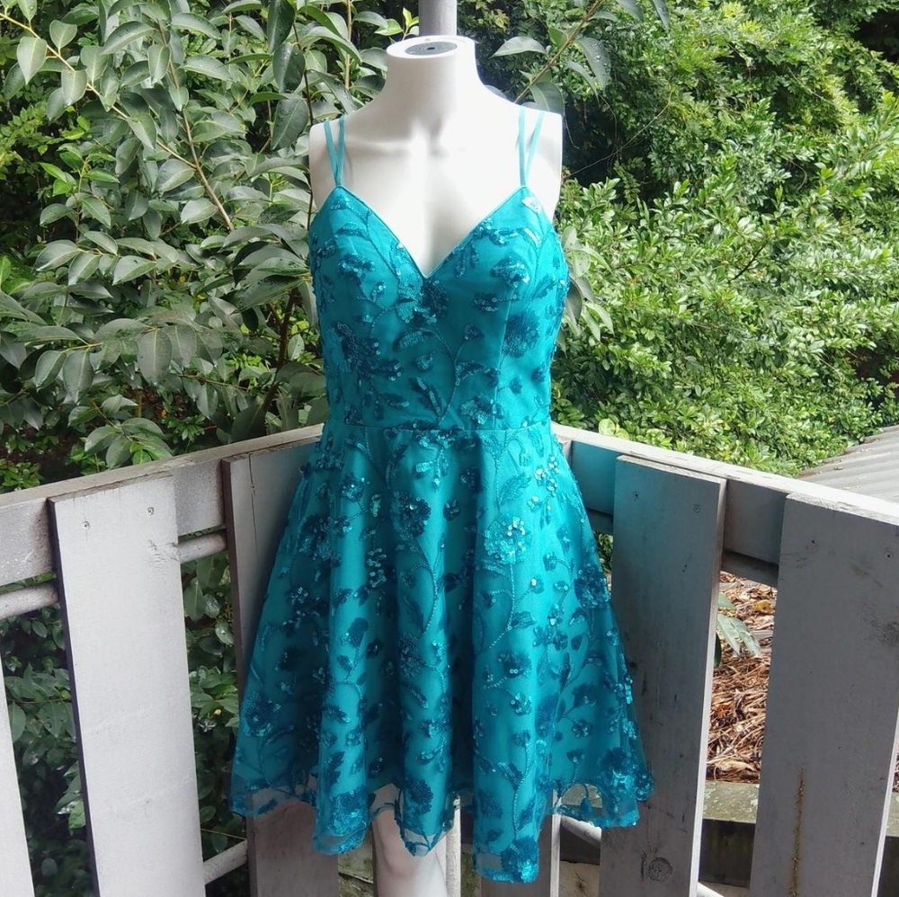 Floral Sequin Formal Prom Wedding fairycore Special Occasion Aline Mini Dress 8
